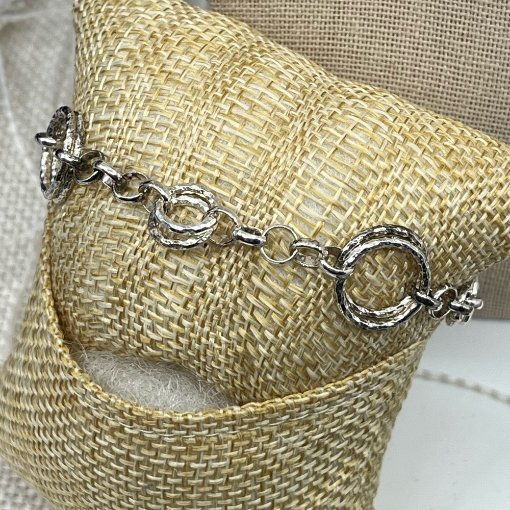 Vintage 1990s Sterling Silver 925 Geometric Bracelet - 7 inches - Picture 11 of 15